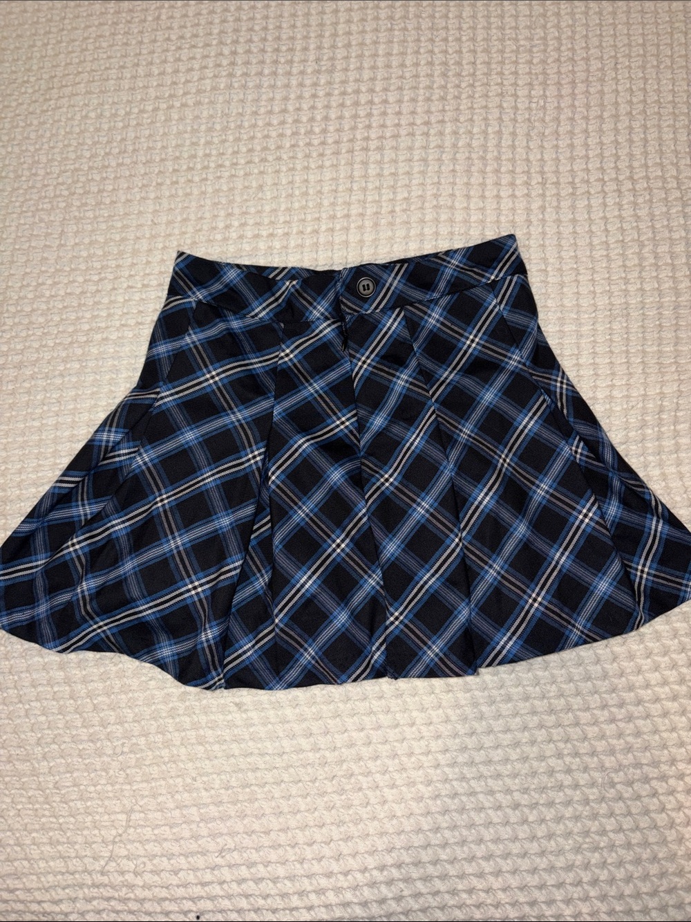 H&M Blue and Black Plaid Skater Mini Skirt